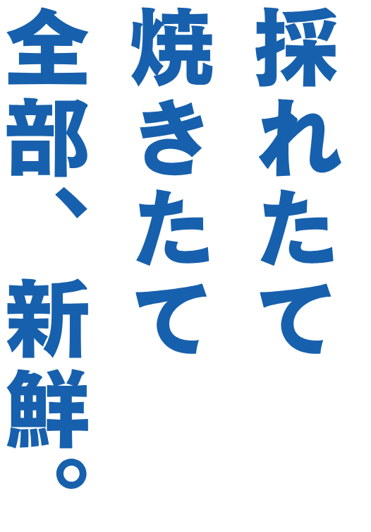 採れたて 焼きたて 全部、新鮮